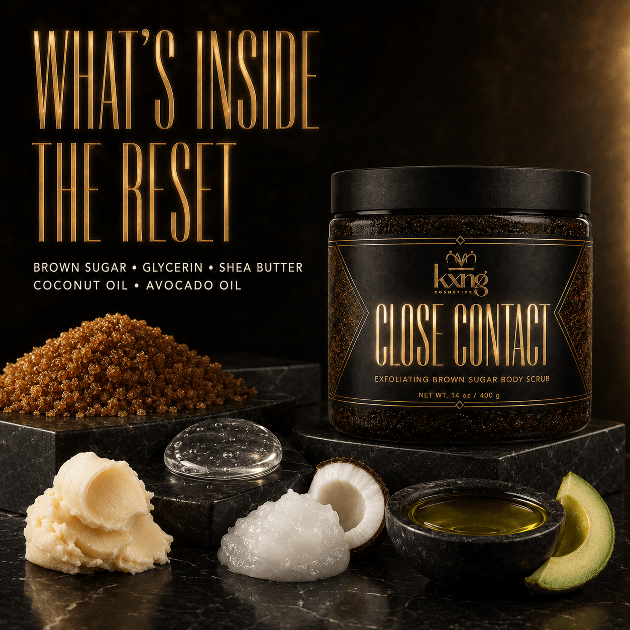 KXNG Cosmetics Close Contact — Exfoliating Brown Sugar Body Scrub - KXNG Cosmetics