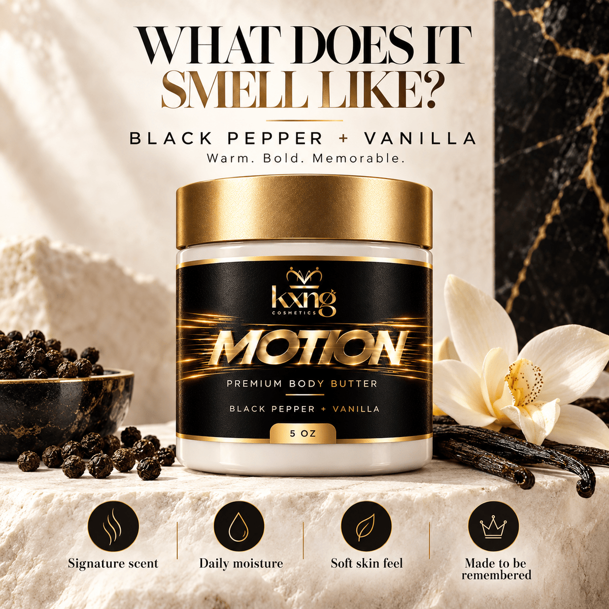 Motion Body Butter for Men — Pheromone-Infused Whipped Shea Moisturizer with Warm Spice - KXNG Cosmetics