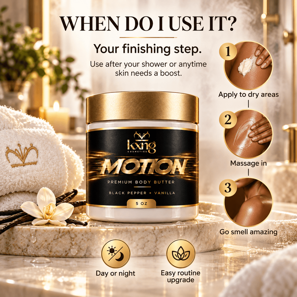 Motion Body Butter for Men — Pheromone-Infused Whipped Shea Moisturizer with Warm Spice - KXNG Cosmetics