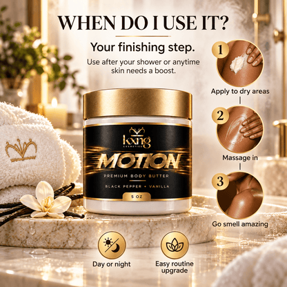 Motion Body Butter for Men — Pheromone-Infused Whipped Shea Moisturizer with Warm Spice - KXNG Cosmetics