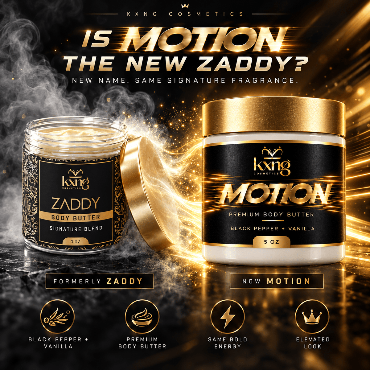 Motion Body Butter for Men — Pheromone-Infused Whipped Shea Moisturizer with Warm Spice - KXNG Cosmetics