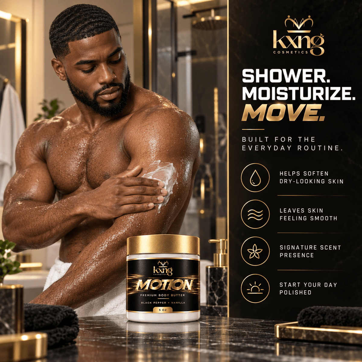 Motion Body Butter for Men — Pheromone-Infused Whipped Shea Moisturizer with Warm Spice - KXNG Cosmetics