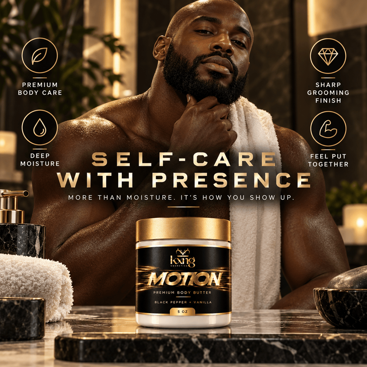 Motion Body Butter for Men — Pheromone-Infused Whipped Shea Moisturizer with Warm Spice - KXNG Cosmetics