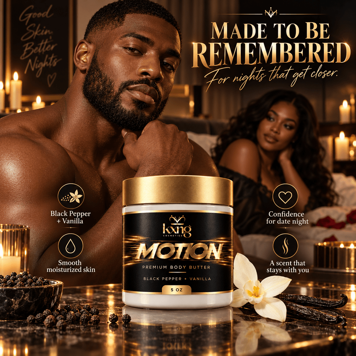 Motion Body Butter for Men — Pheromone-Infused Whipped Shea Moisturizer with Warm Spice - KXNG Cosmetics