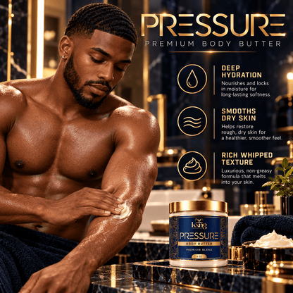 Pressure Body Butter for Men — Aquatic Citrus Amber Pheromone-Infused Whipped Shea Moisturizer - KXNG Cosmetics