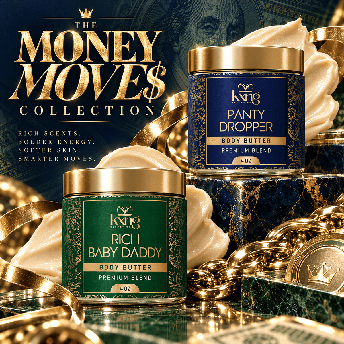 The Money Moves Collection — Rich Baby Daddy & Panty Dropper Men's Body Butter Bundle - KXNG Cosmetics