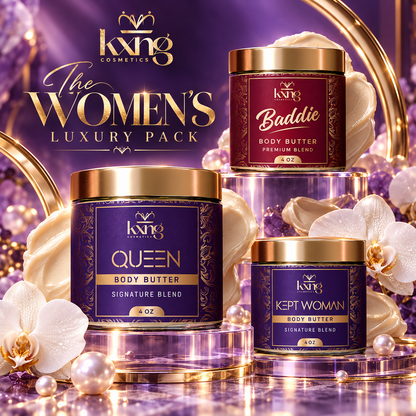 The Women's Luxury Pack - Baddie, Kept Woman and Queen Body Butter Gift Set for Her - KXNG Cosmetics